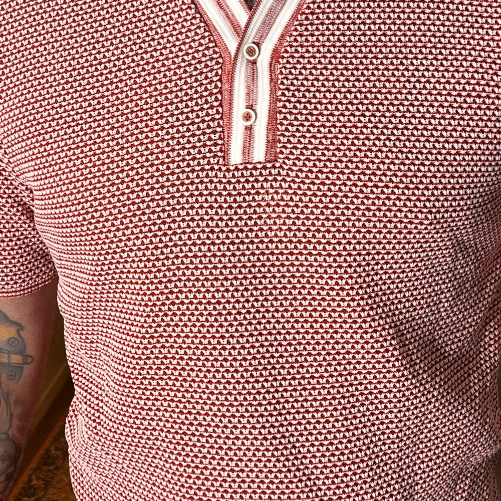 Red Patterned Men's Shirt - Picture 2 of 14